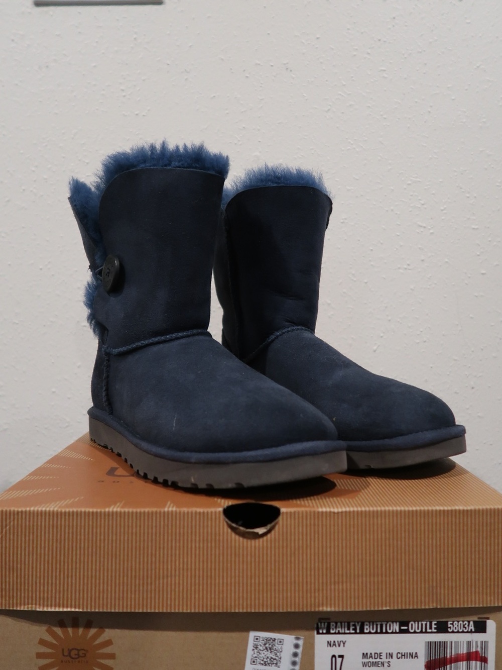 UGG Navy Boot with Black Rubber Outsole